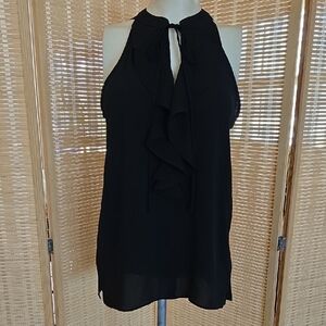 Elegant Vince Camuto Black Ruffle Halter Top